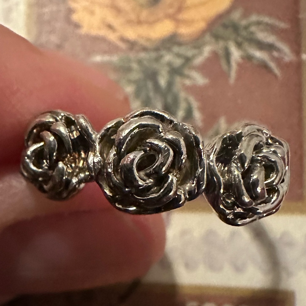 Fossil Silver Rose Ring